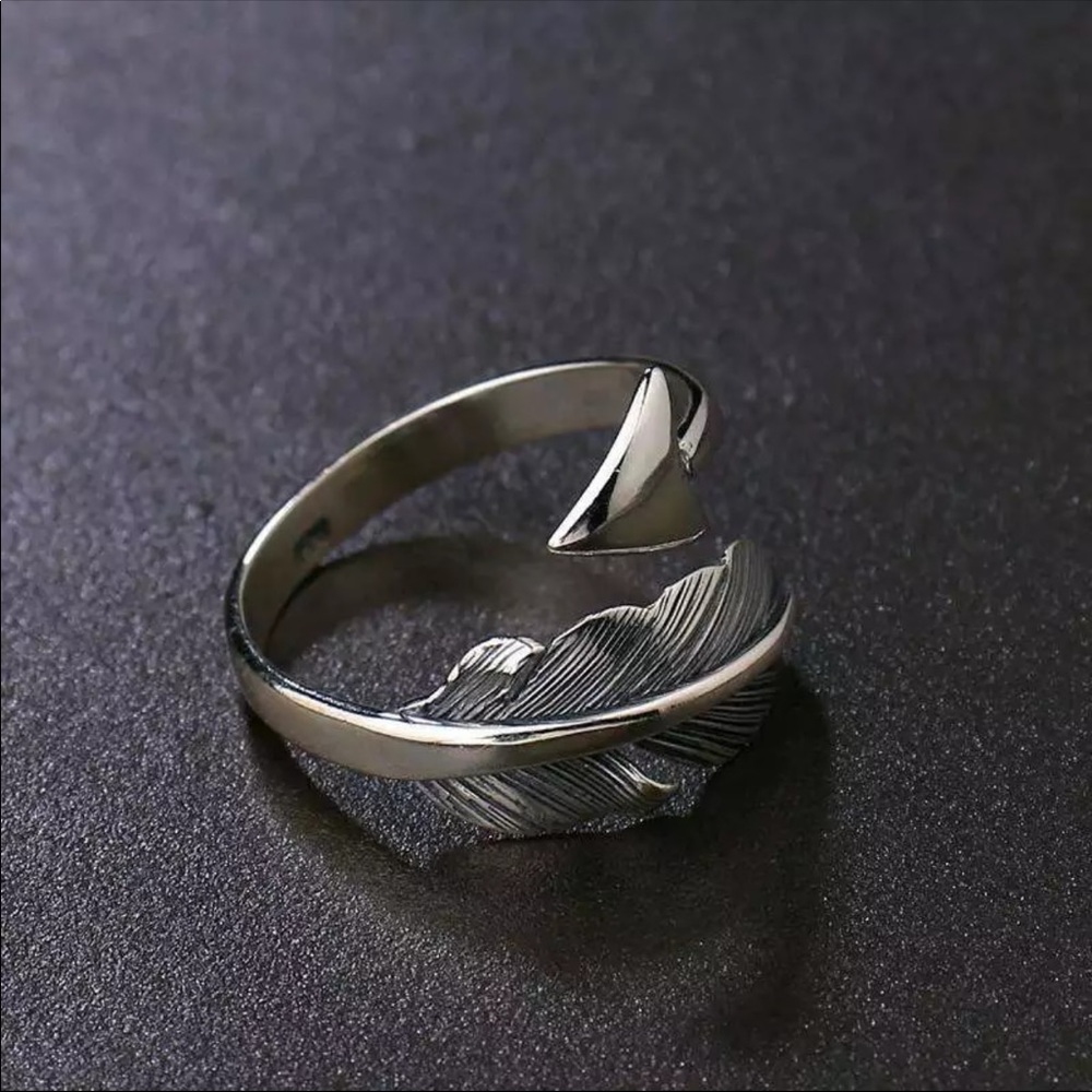 Men’s sterling silver vintage feather ring - Picture 5 of 5